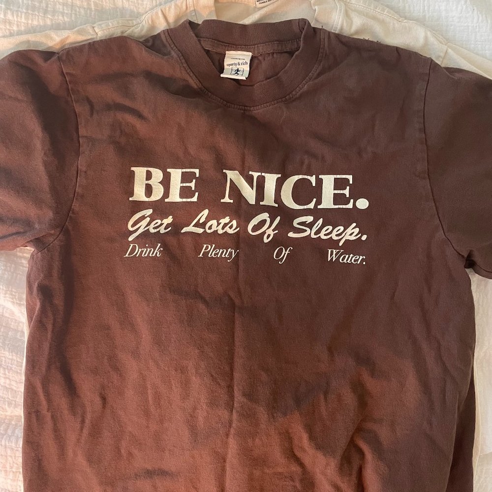 Sporty & Rich Be Nice T-shirt XS Brown